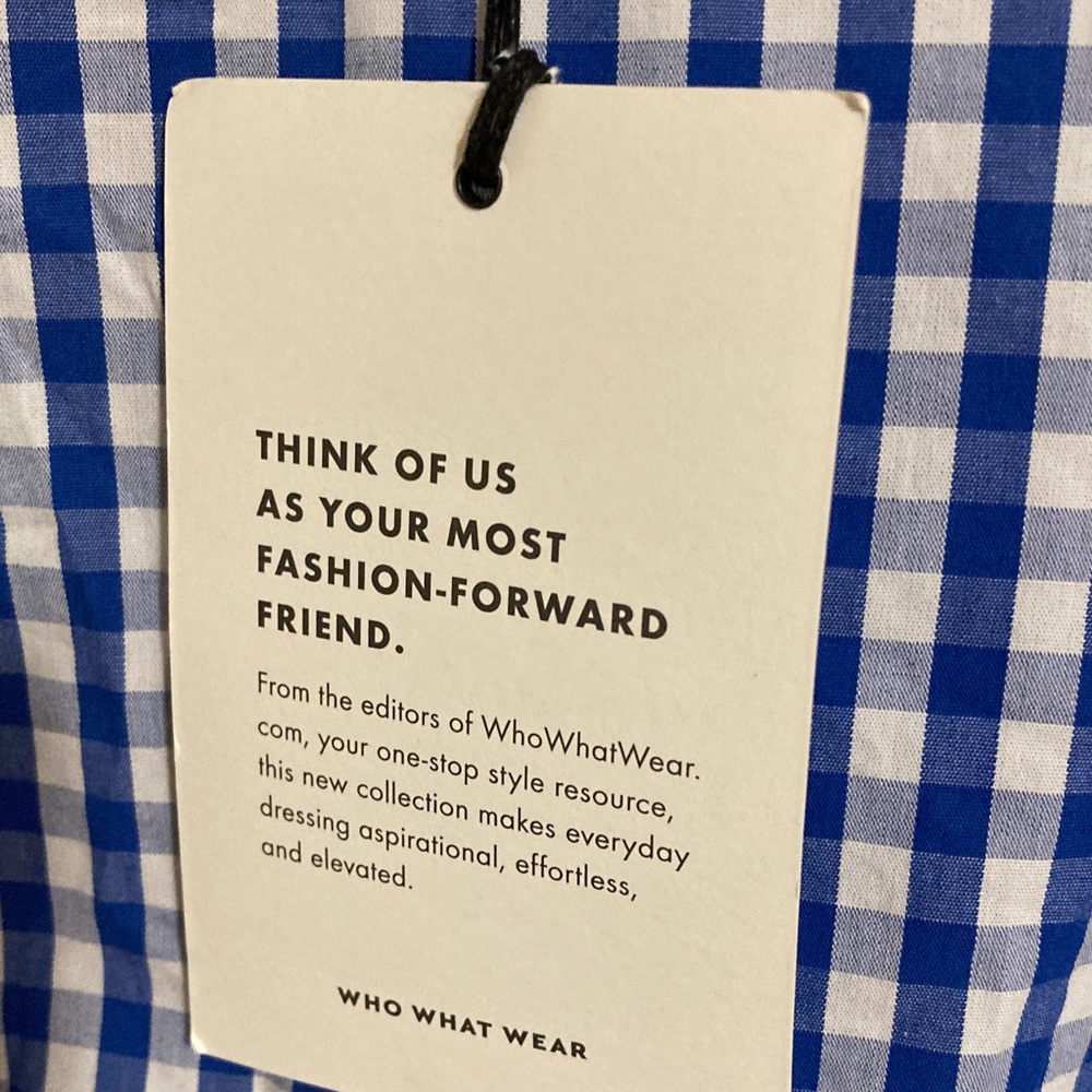 Who What Wear Blue Gingham Women's L Top - Picture 3 of 4